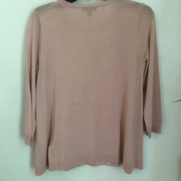 J. Crew Merino Wool pink floral embroidery white floral - Picture 8 of 10